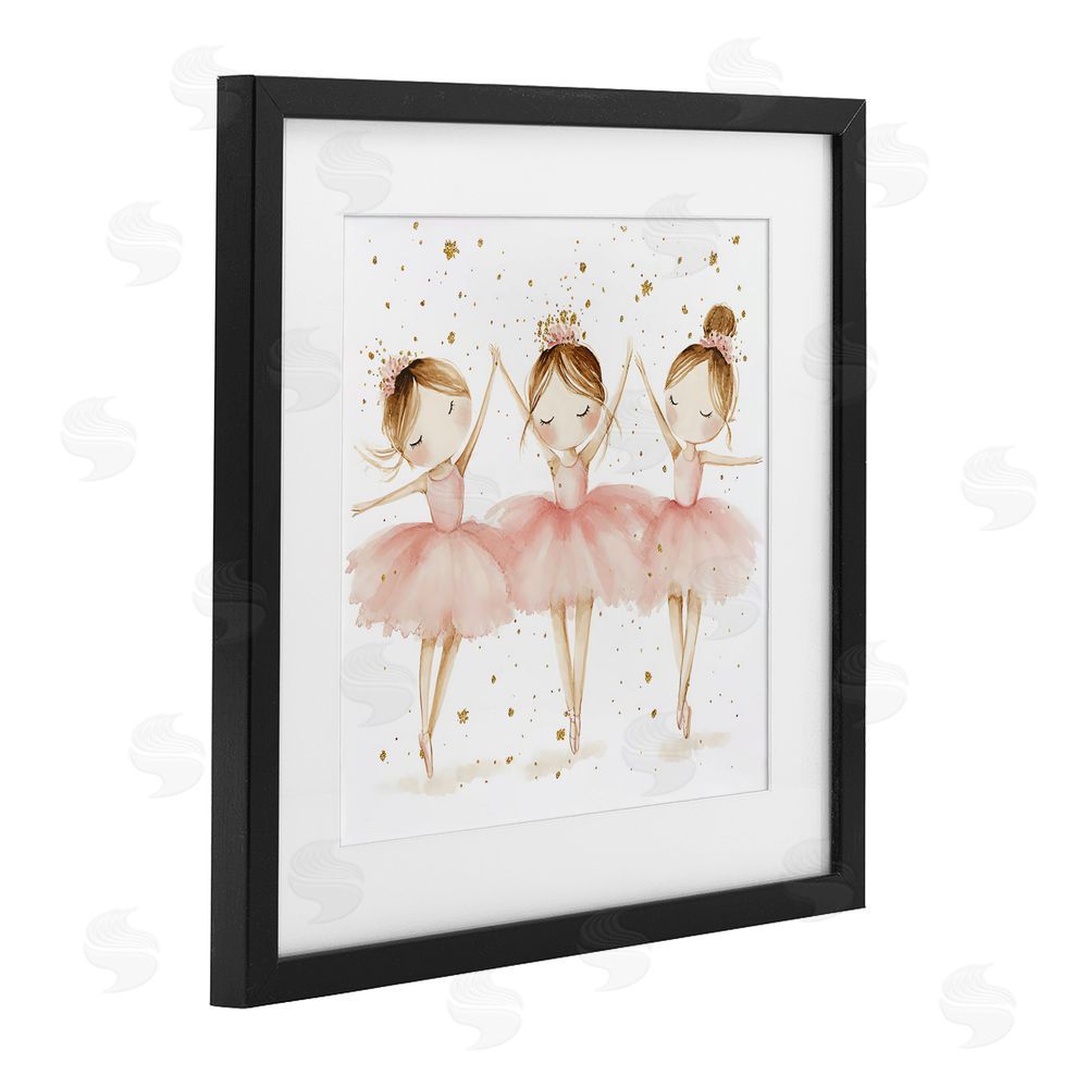 Creative Studio Trio Of Ballerinas Black Framed Print Under Glass Wall Art