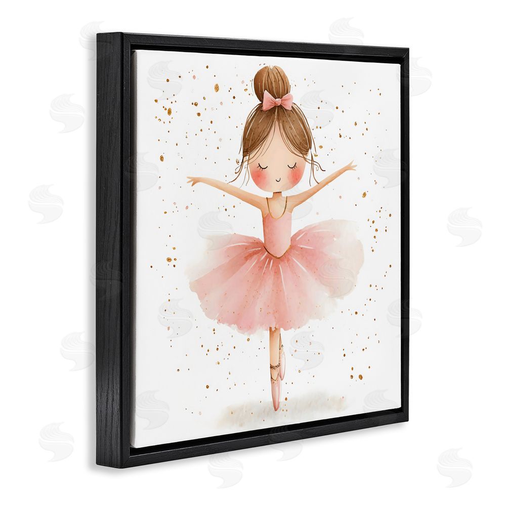 Creative Studio Sweet Ballerina Pose Black Floating Frame Canvas Wall Art Print