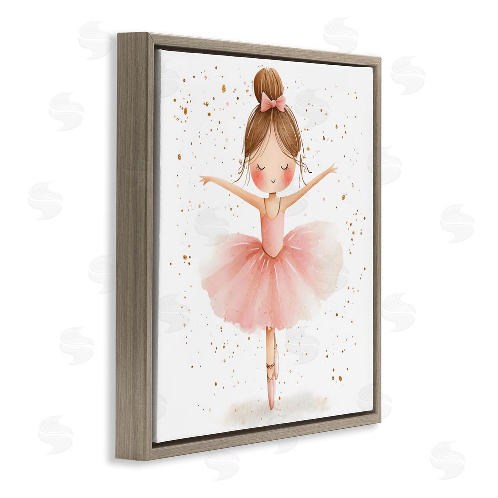 Creative Studio Sweet Ballerina Pose Brown Floating Frame Canvas Wall Art Print