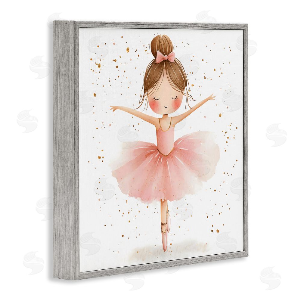 Creative Studio Sweet Ballerina Pose Gray Framed Giclee Wall Art Print
