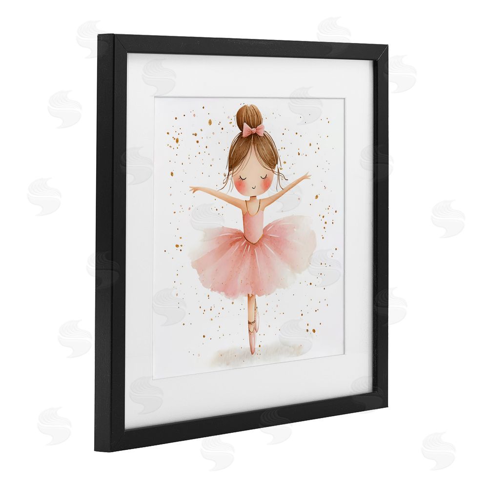 Creative Studio Sweet Ballerina Pose Black Framed Print Under Glass Wall Art