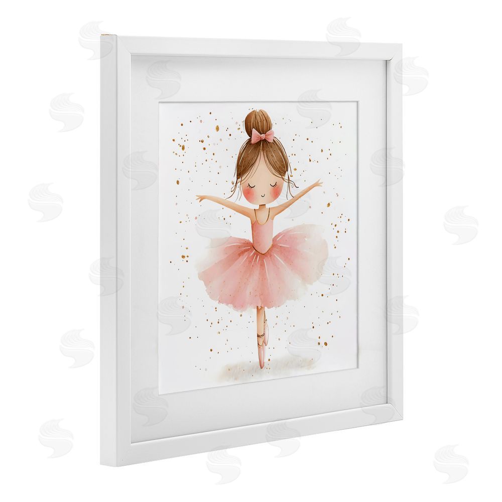Creative Studio Sweet Ballerina Pose White Framed Print Under Glass Wall Art
