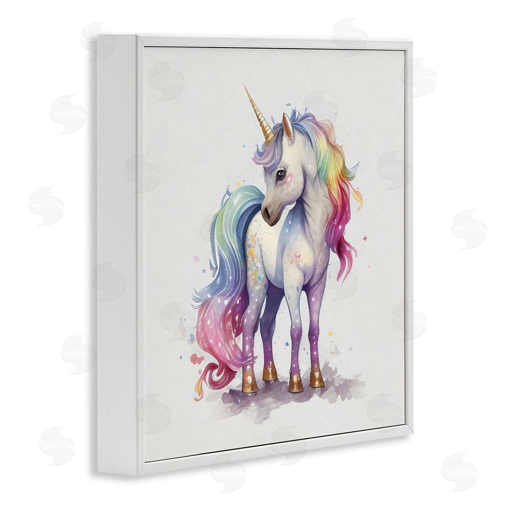 Creative Studio Watercolor Unicorn & Rainbow Mane White Framed Giclee Wall Art Print