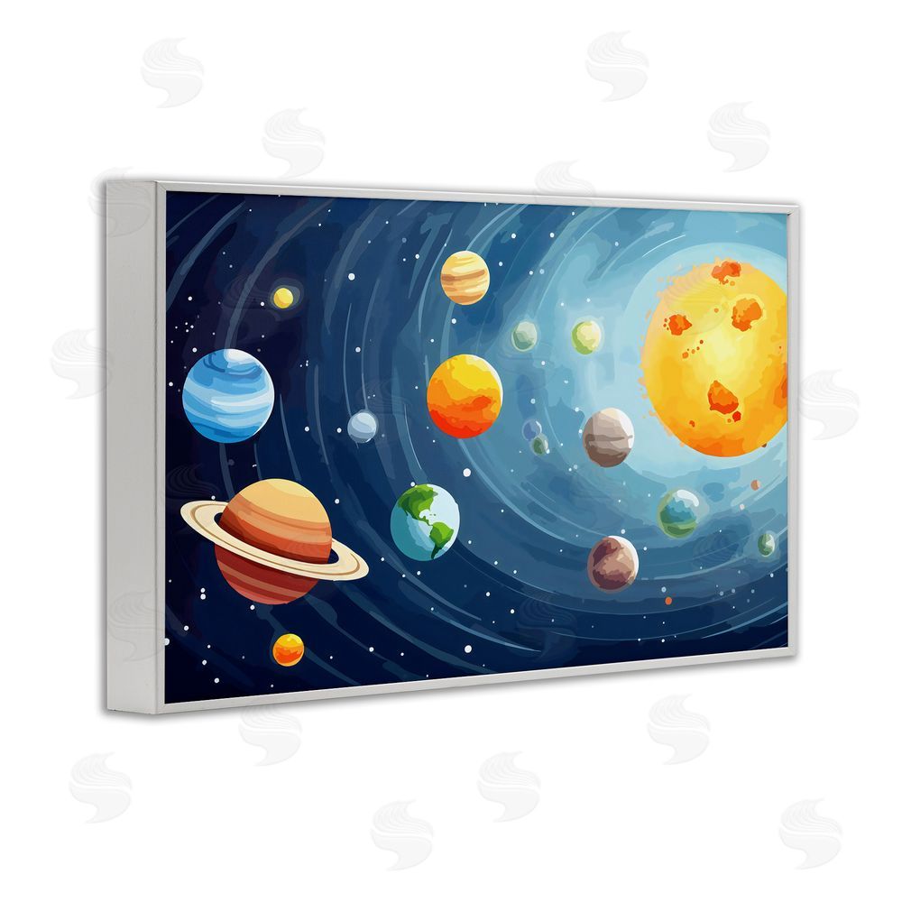 Creative Studio Solar System Planets Orbit White Framed Giclee Wall Art Print