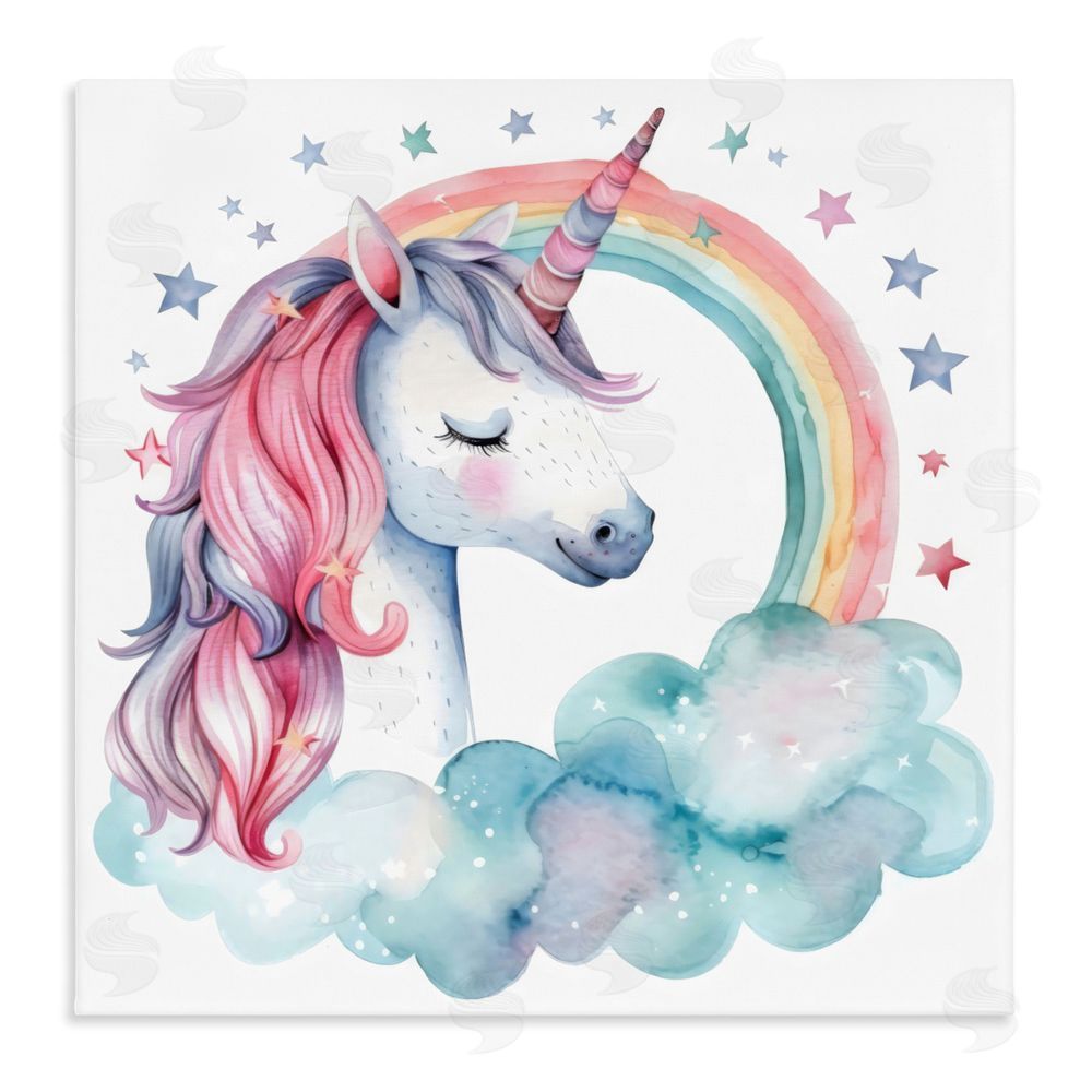 Creative Studio Starry Rainbow Unicorn Stretched Canvas Wall Art Print