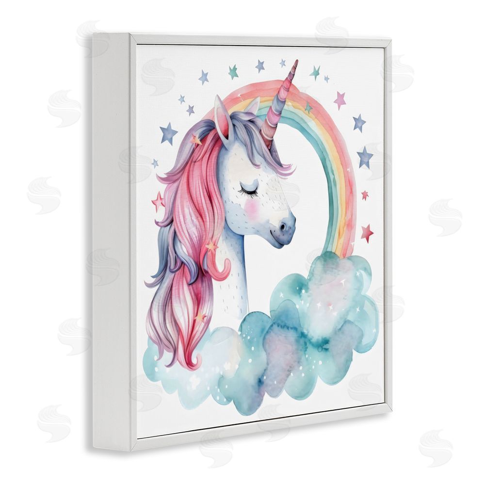 Creative Studio Starry Rainbow Unicorn White Framed Giclee Wall Art Print