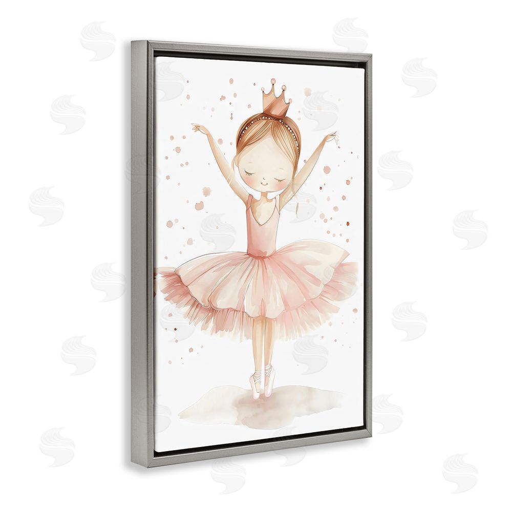 Creative Studio Sweet Pink Tutu Gray Floating Frame Canvas Wall Art Print