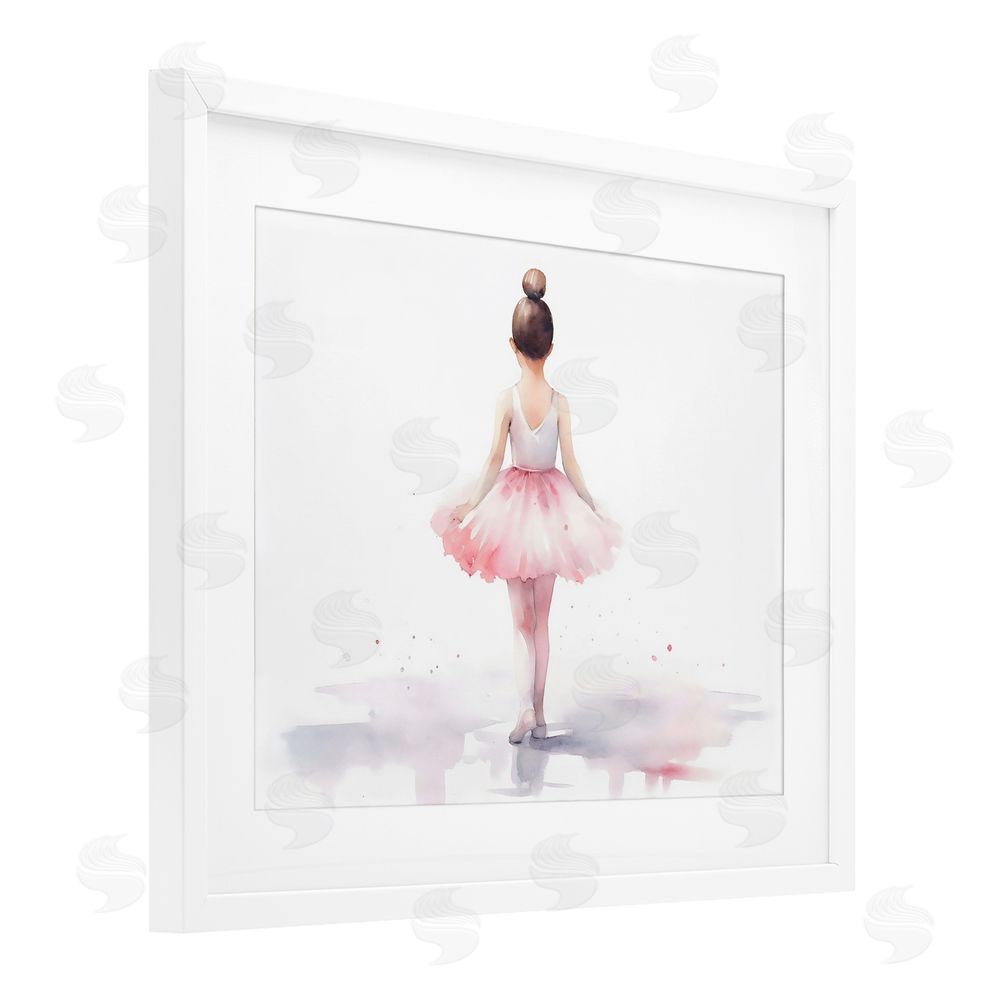 Creative Studio Ballerina Facing Away White Framed Print Under Glass Wall Art
