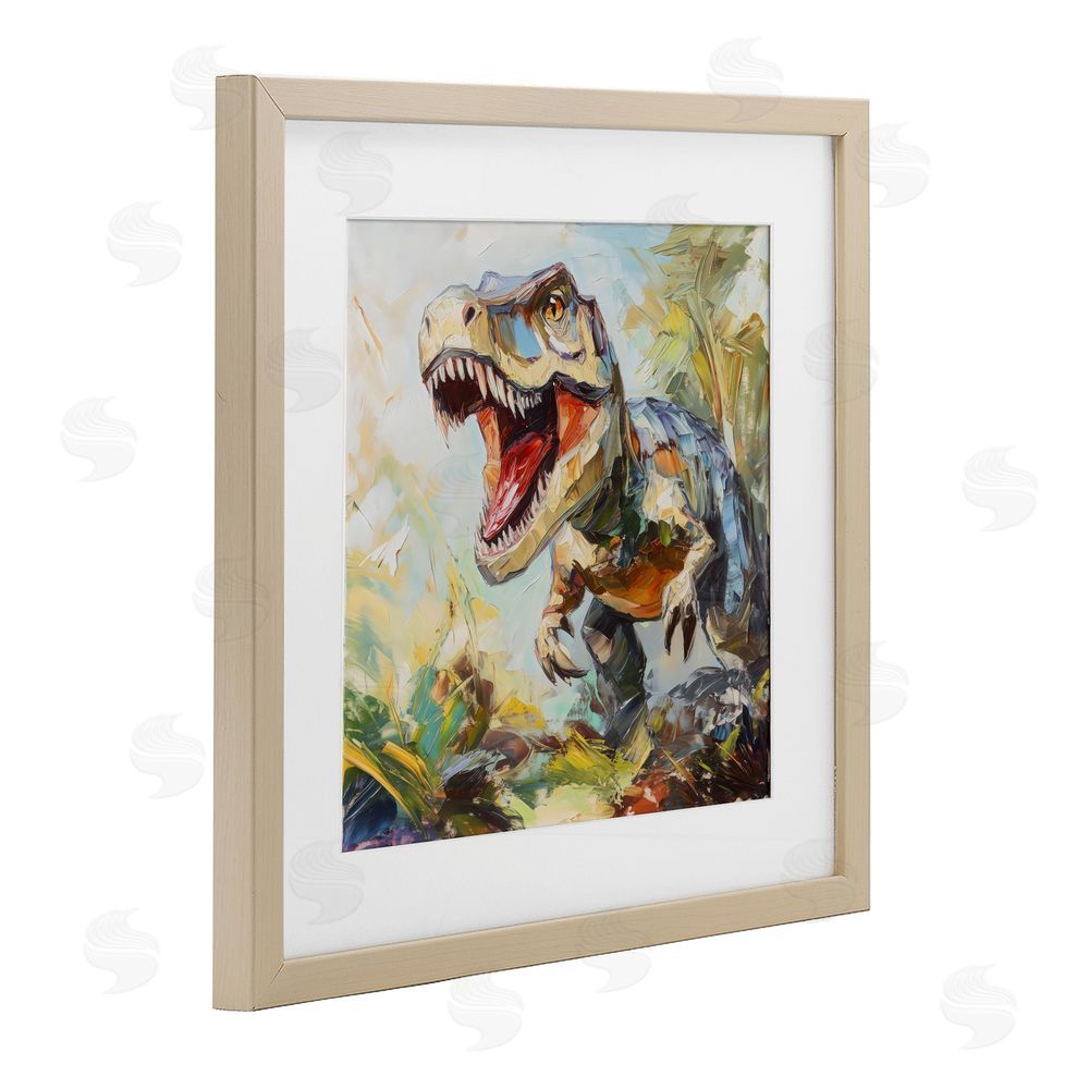 Creative Studio Enchanting T-Rex Roar Brown Framed Print Under Glass with Mat Wall Art