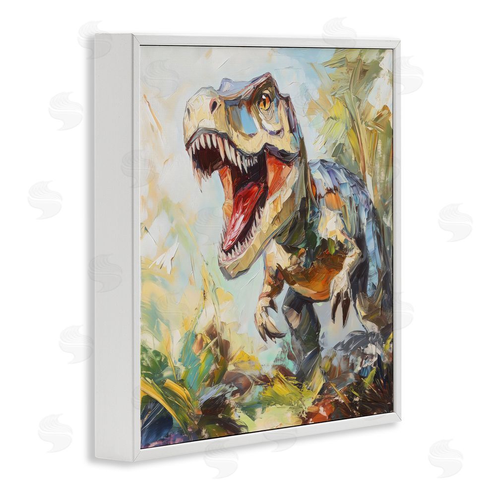 Creative Studio Enchanting T-Rex Roar White Framed Giclee Wall Art Print