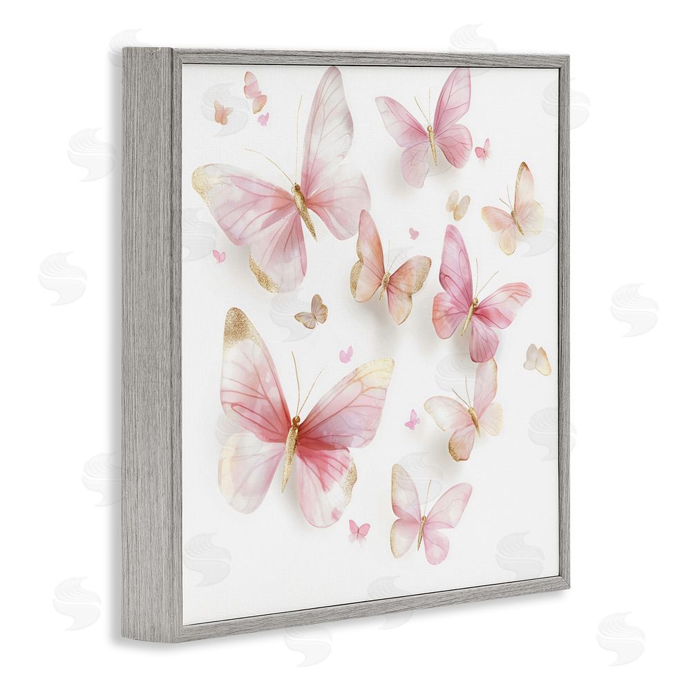 Creative Studio Pink & Gold Butterfly Rabble Gray Framed Giclee Wall Art Print