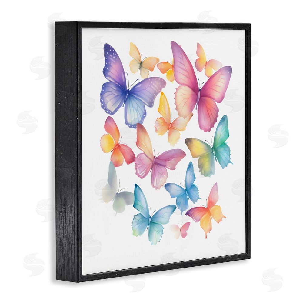 Creative Studio Rainbow Butterflies Rabble Black Framed Giclee Wall Art Print