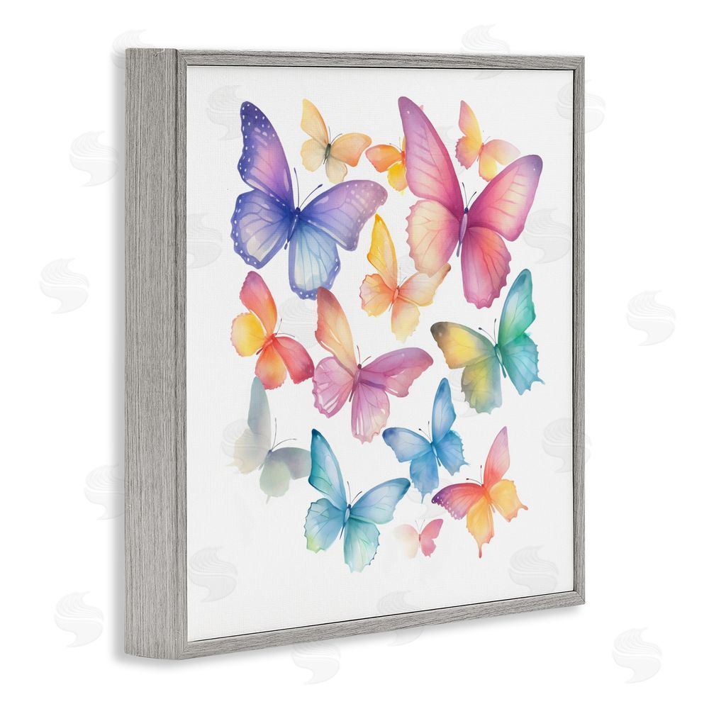 Creative Studio Rainbow Butterflies Rabble Gray Framed Giclee Wall Art Print