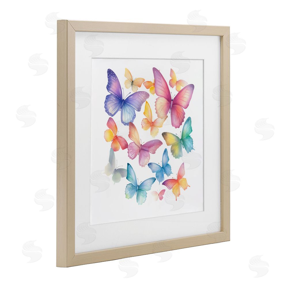 Creative Studio Rainbow Butterflies Rabble Brown Framed Print Under Glass Wall Art