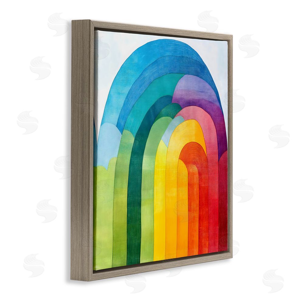 Creative Studio Vibrant Rainbow Arch Abstraction Brown Floating Frame Canvas Wall Art Print
