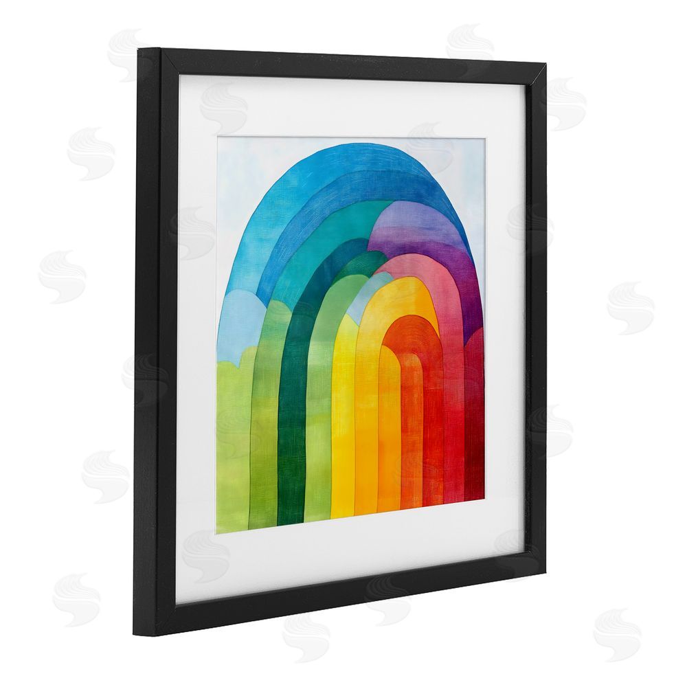 Creative Studio Vibrant Rainbow Arch Abstraction Black Framed Print Under Glass Wall Art