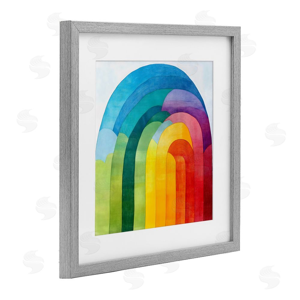 Creative Studio Vibrant Rainbow Arch Abstraction Gray Framed Print Under Glass Wall Art