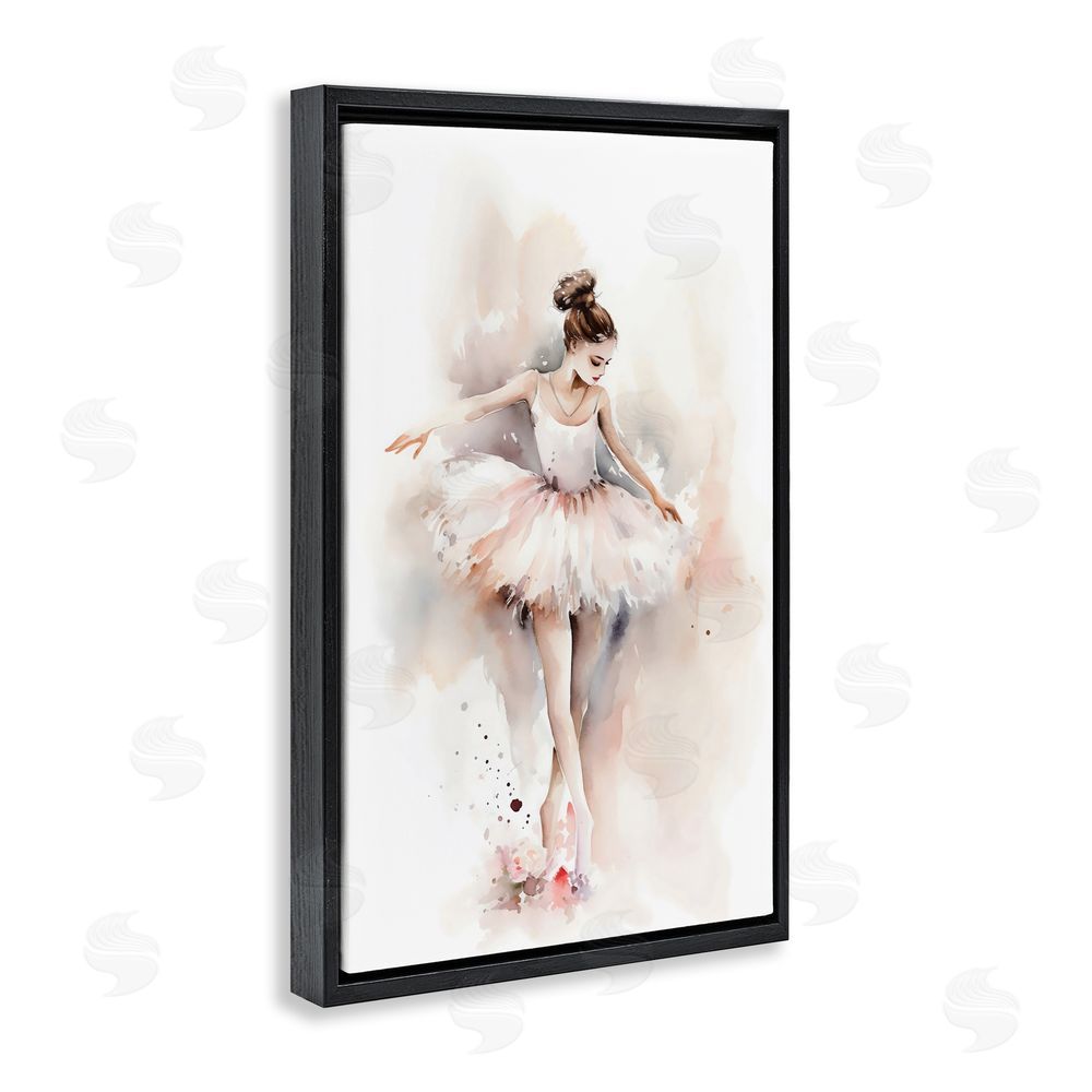 Creative Studio Watercolor Dancer Pose Black Floating Frame Canvas Wall Art Print