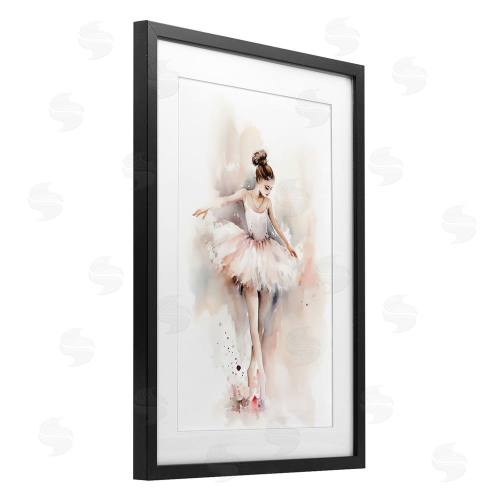 Creative Studio Watercolor Dancer Pose Black Framed Print Under Glass Wall Art