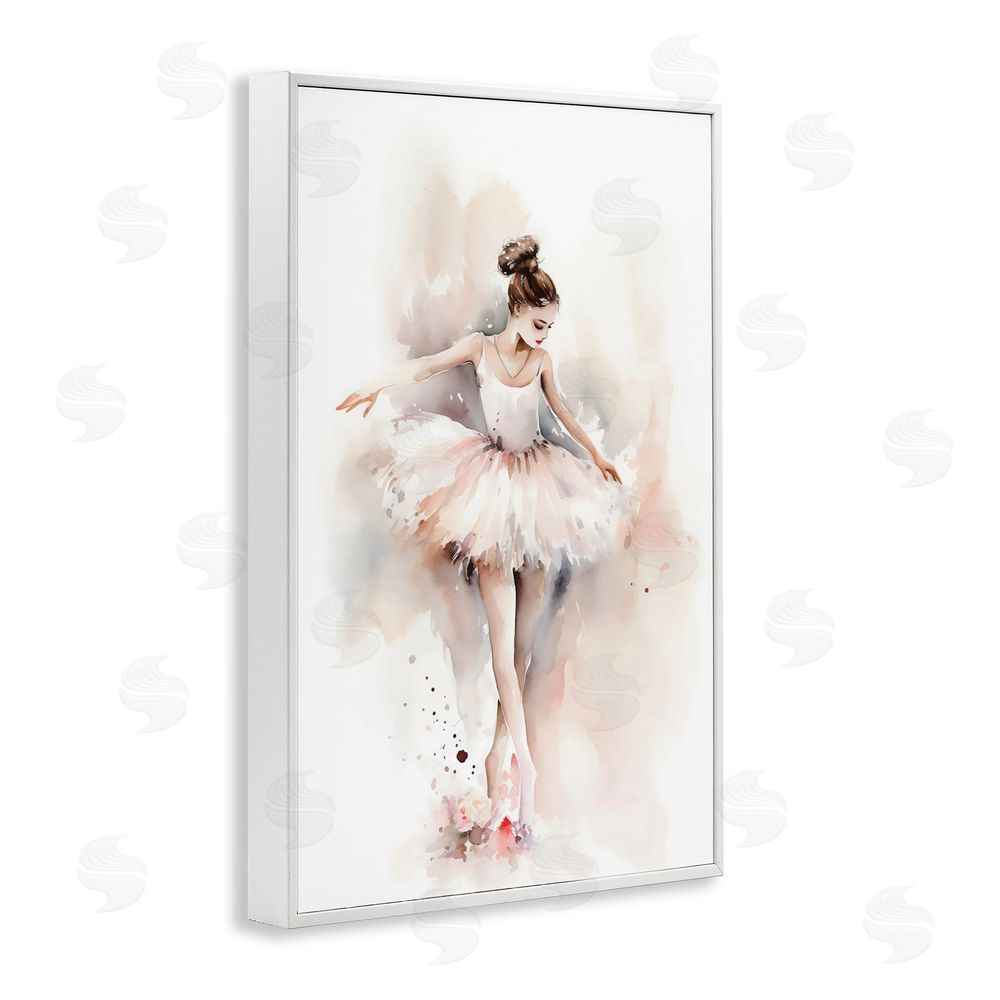 Creative Studio Watercolor Dancer Pose White Framed Giclee Wall Art Print