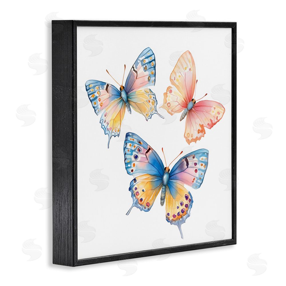 Creative Studio Whimsical Butterfly Trio Black Framed Giclee Wall Art Print