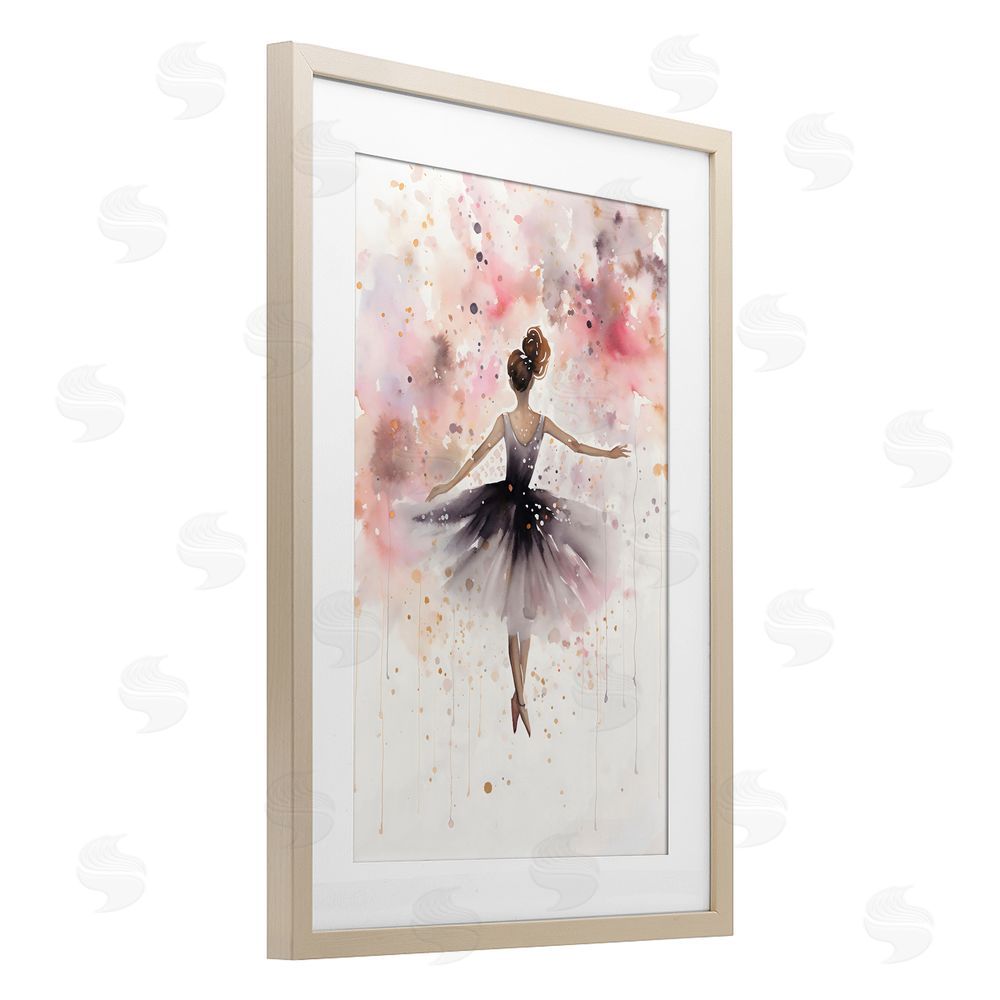 Creative Studio Watercolor Ballerina Atmosphere Brown Framed Print Under Glass Wall Art