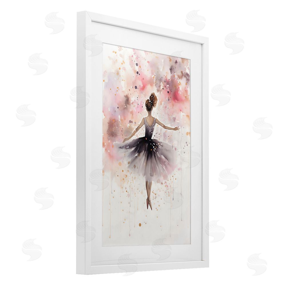 Creative Studio Watercolor Ballerina Atmosphere White Framed Print Under Glass Wall Art