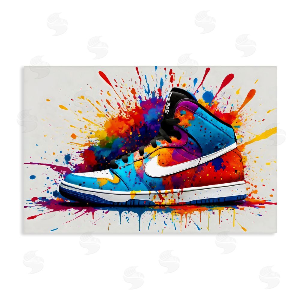Creative Studio Centric Sneaker Splash Stretched Canvas Wall Art Print
