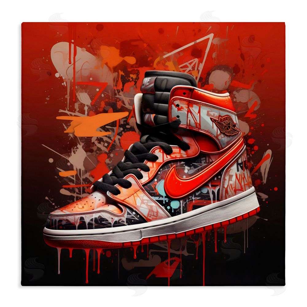 Creative Studio Shades Of Red Sneaker Stretched Canvas Wall Art Print