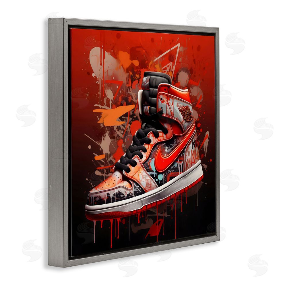Creative Studio Shades Of Red Sneaker Gray Floating Frame Canvas Wall Art Print