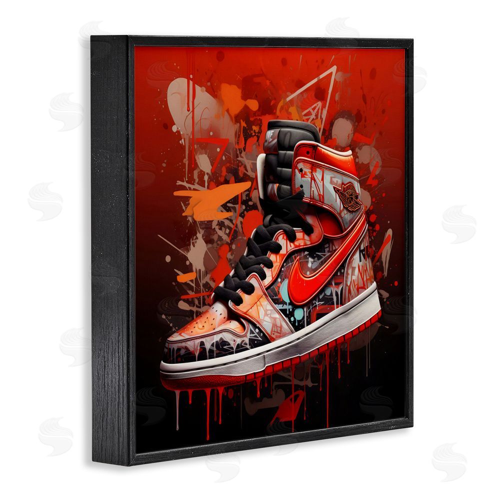 Creative Studio Shades Of Red Sneaker Black Framed Giclee Wall Art Print