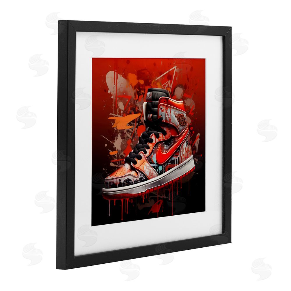 Creative Studio Shades Of Red Sneaker Black Framed Print Under Glass Wall Art