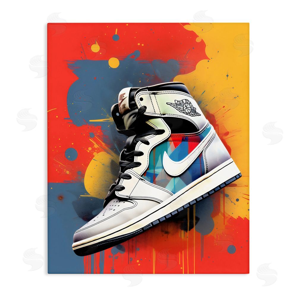 Creative Studio Shoe With Colorblock Background Stretched Canvas Wall Art Print