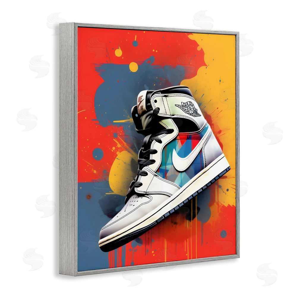 Creative Studio Shoe With Colorblock Background Gray Framed Giclee Wall Art Print