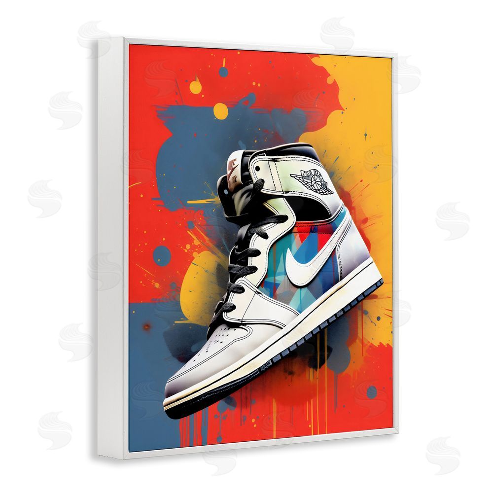 Creative Studio Shoe With Colorblock Background White Framed Giclee Wall Art Print