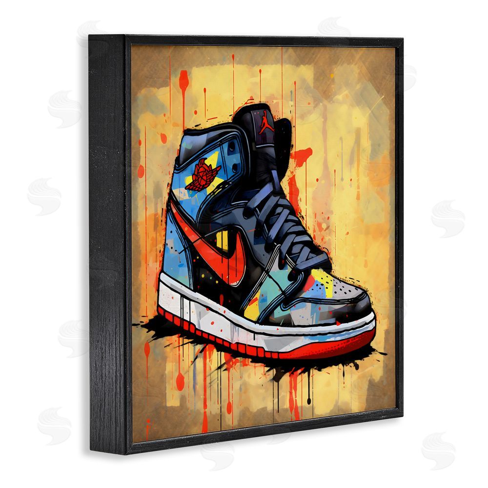 Creative Studio Sporty Sneaker Drips Black Framed Giclee Wall Art Print