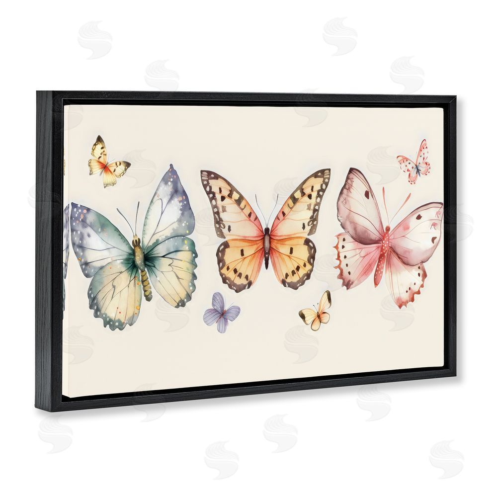 Creative Studio Graceful Butterfly Trio Black Floating Frame Canvas Wall Art
