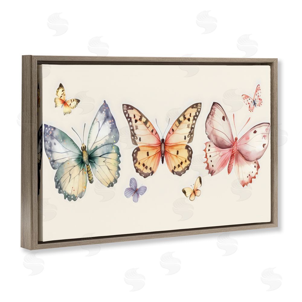 Creative Studio Graceful Butterfly Trio Brown Floating Frame Canvas Wall Art