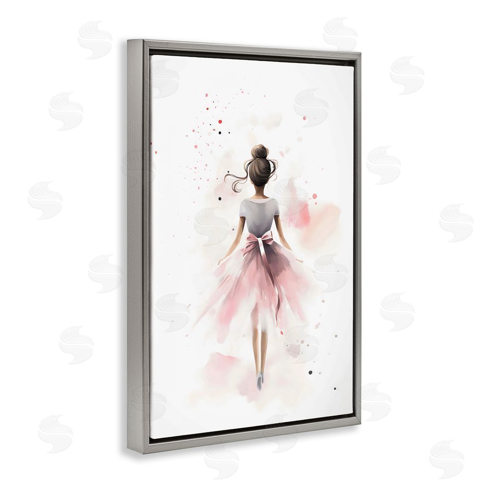 Creative Studio Speckled Ballerina View Gray Floating Frame Canvas Wall Art Print