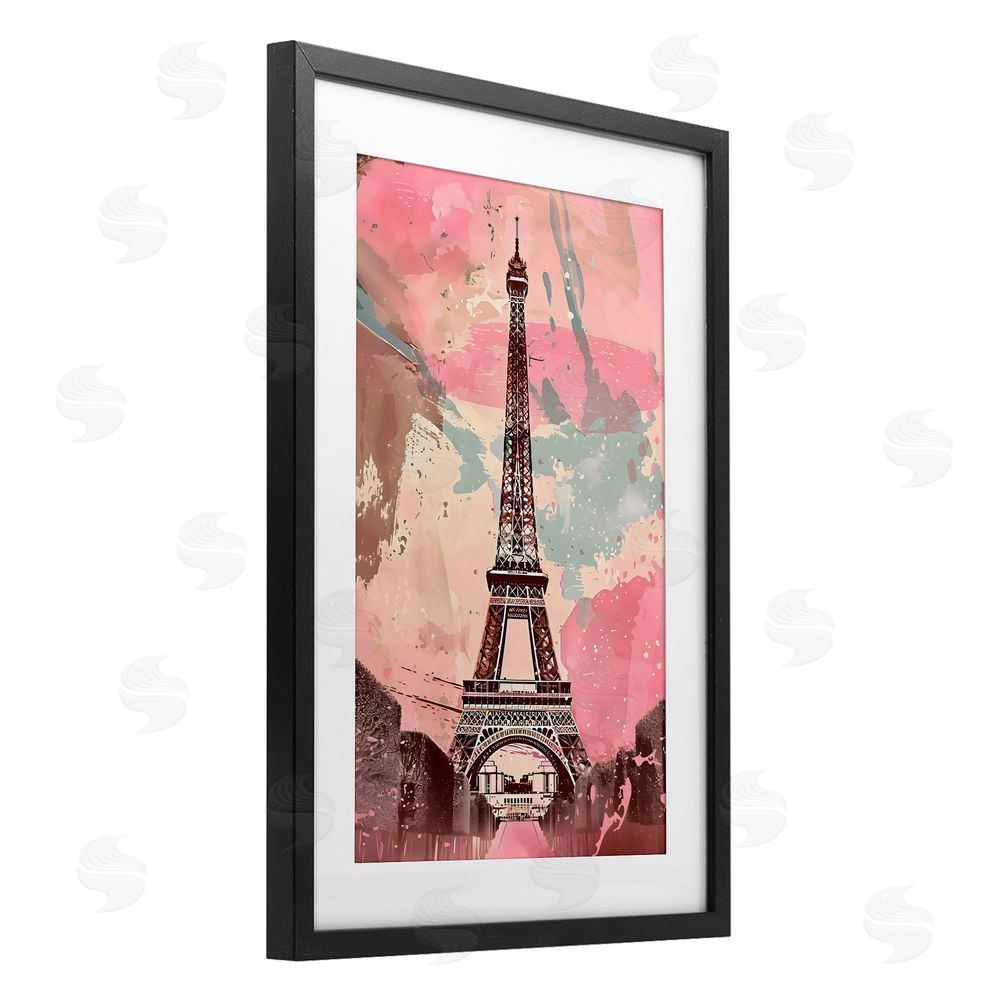 Creative Studio Parisian Tower Pink & Blue Black Framed Print Under Glass Wall Art