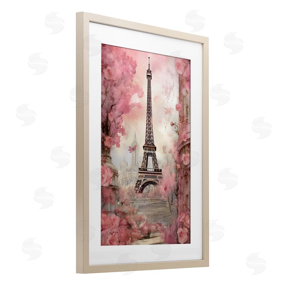 Creative Studio Paris City View in Bloom Brown Framed Print Under Glass Wall Art