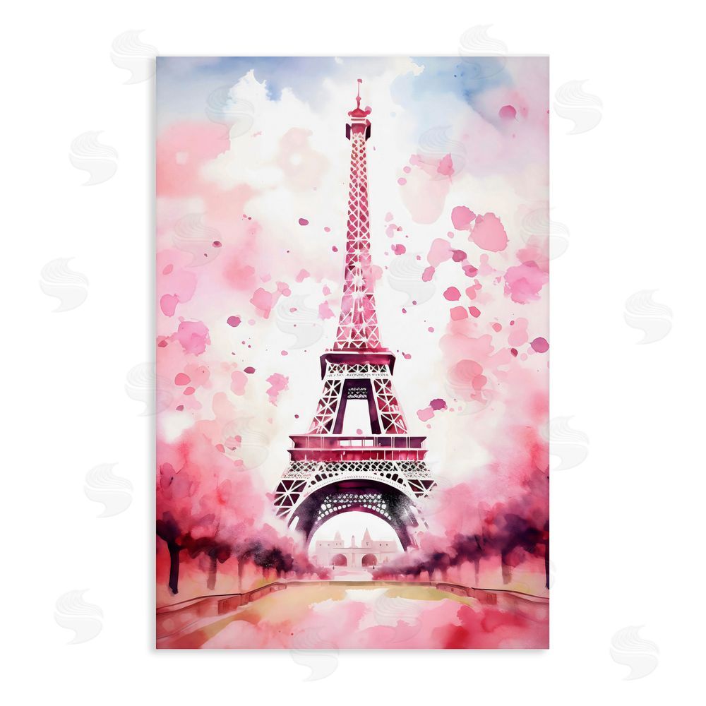 Creative Studio Blush Watercolor Eiffel Tower Stretched Canvas Wall Art Print