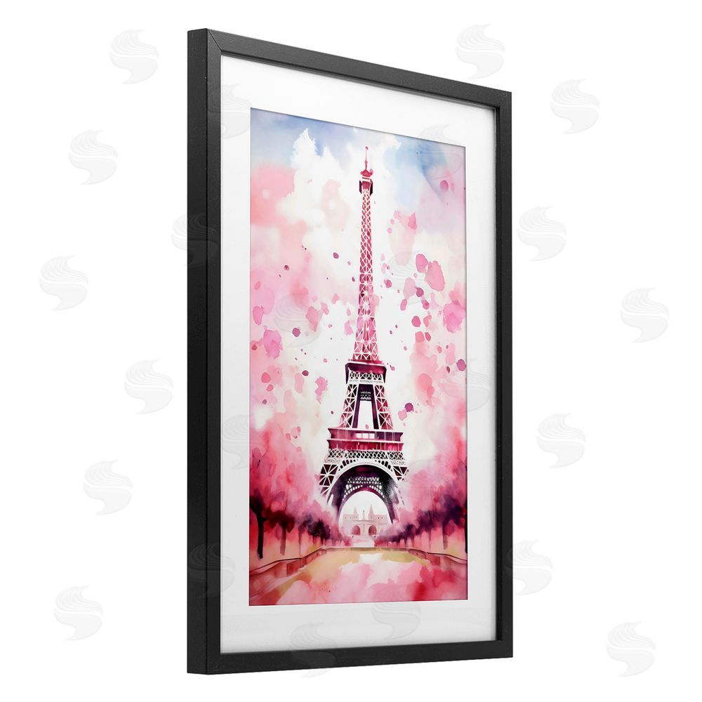 Creative Studio Blush Watercolor Eiffel Tower Black Framed Print Under Glass Wall Art