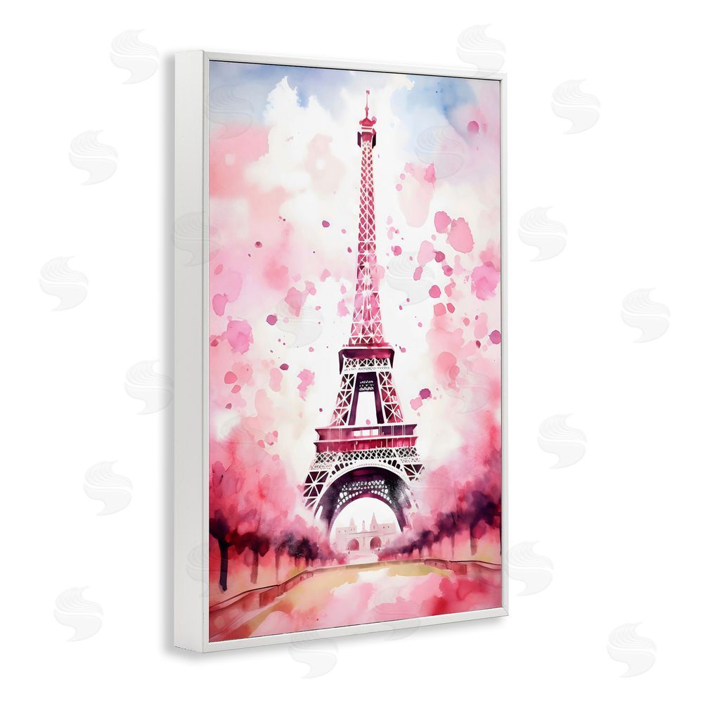 Creative Studio Blush Watercolor Eiffel Tower White Framed Giclee Wall Art Print