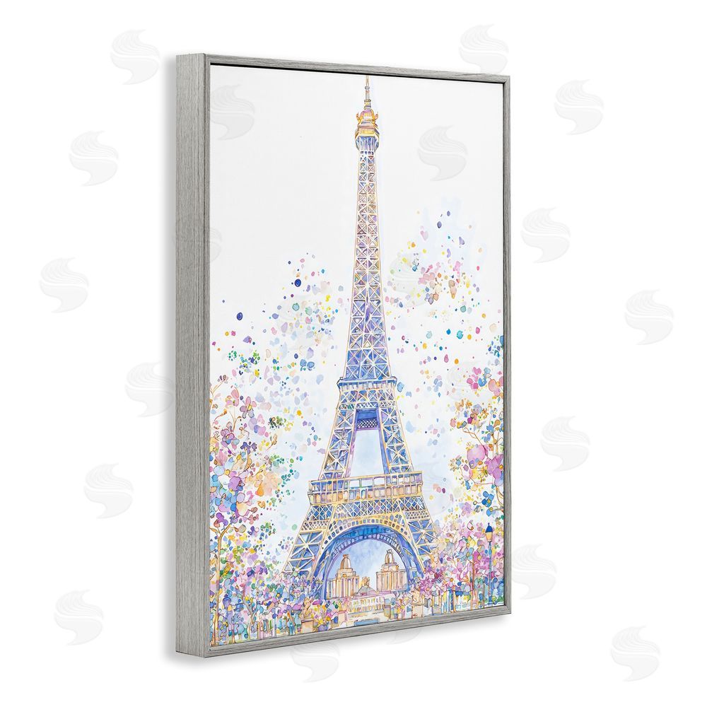Creative Studio Colorful Eiffel Tower Gray Framed Giclee Wall Art Print