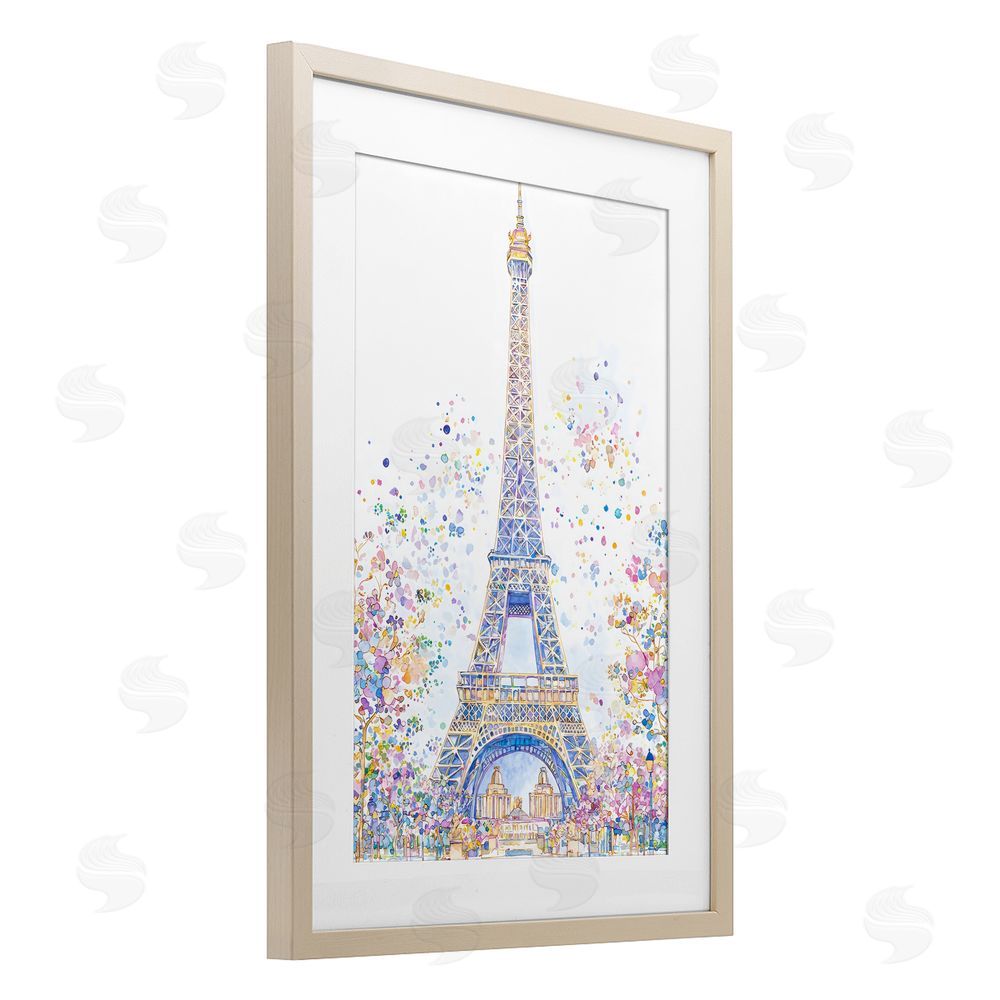 Creative Studio Colorful Eiffel Tower Birch Framed Print Under Glass Wall Art