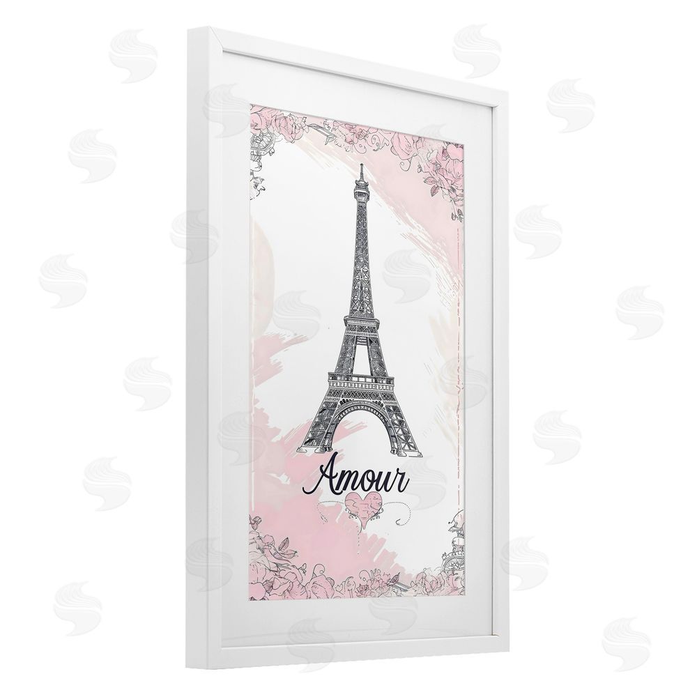 Creative Studio Amour Vintage Eiffel Tower White Framed Print Under Glass Wall Art