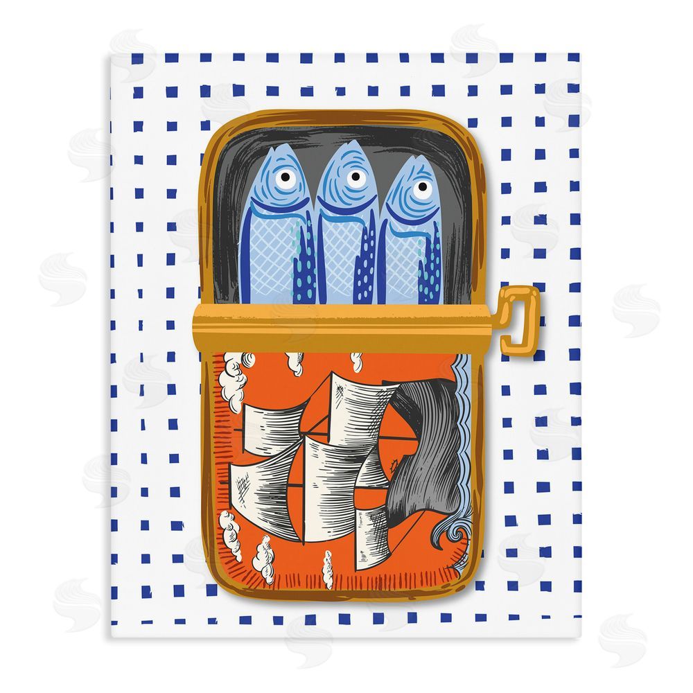 Arrolynn Weiderhold Retro Nautical Sardines Tin Stretched Canvas Wall Art Print