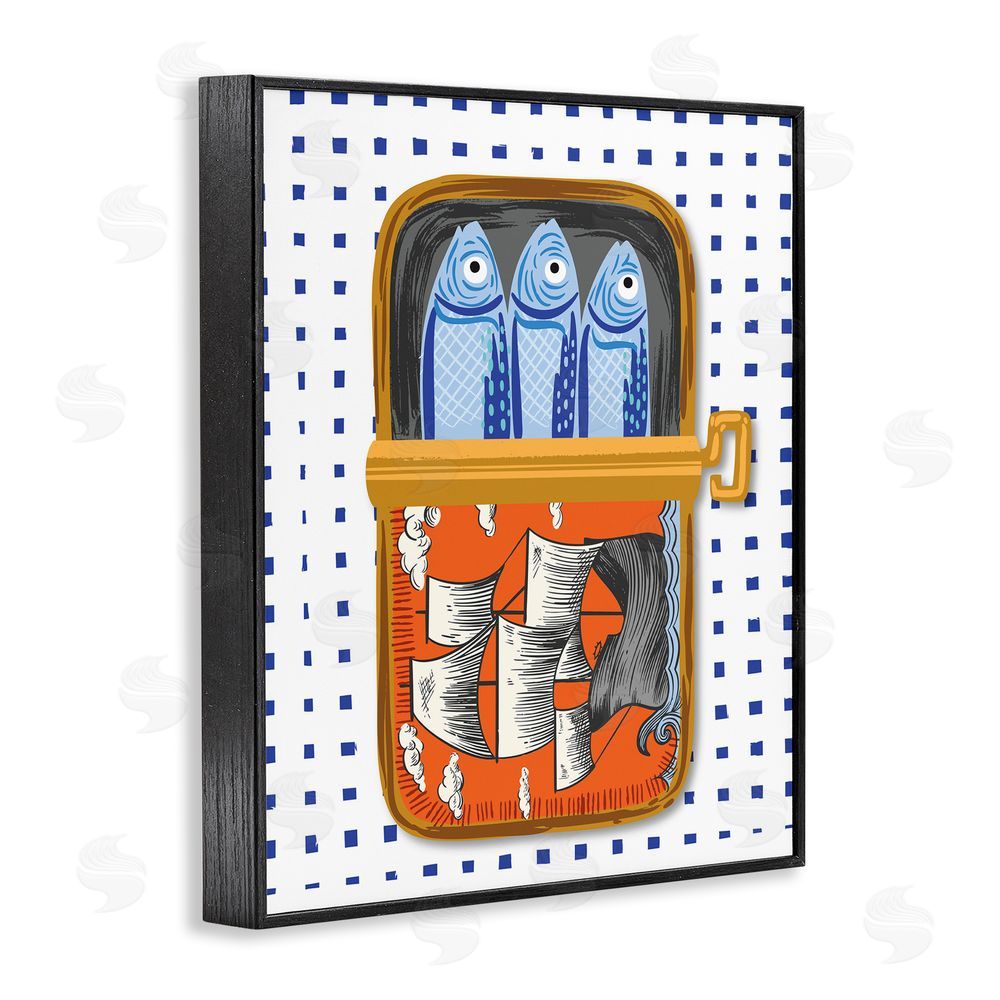 Arrolynn Weiderhold Retro Nautical Sardines Tin Black Framed Giclee Wall Art Print