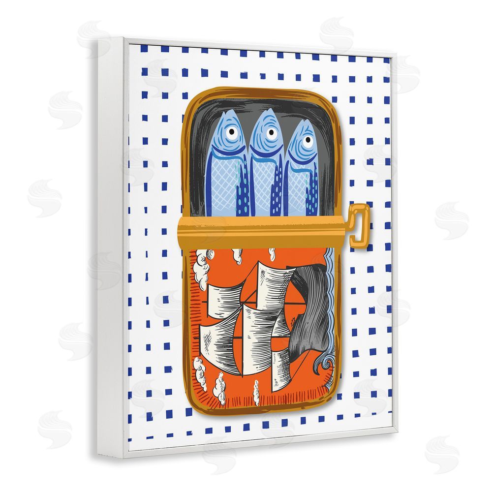 Arrolynn Weiderhold Retro Nautical Sardines Tin White Framed Giclee Wall Art Print